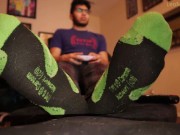Preview 1 of Take off my socks and rub your face in my straight feet while I play games.
