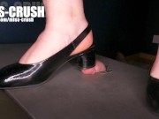 Preview 5 of Cock crush under shoes with large heel and footjob with cumshot