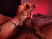 Preview 6 of Bearded guy plays with his own jizz in mouth and swallows it