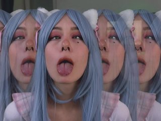 anime cosplay, ahegao face, exclusive, babe
