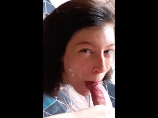 All Natural Slut getting Covered in Cum - Facial