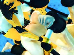 Sci-fi BDSM cuffed and fucked. A sexy young hottie and shemale android in the lab