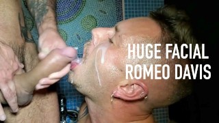 Massive huge cum facial from Romeo Davis