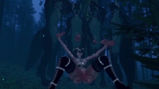 Красная Шапочка и четыре пушистых волка в лесу