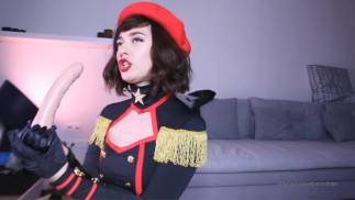 Red lipstick blowjob gagging and deepthroat by Domino Faye