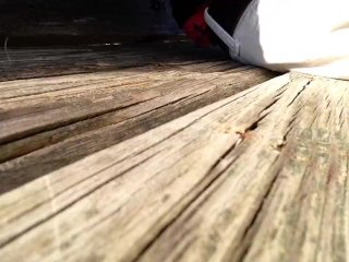 Public masturbation on the beach - showing some boxers too