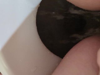 brunette, big tits, bbw, pee desperation