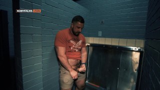 Thick Furry Daddy Eats Cum Off The Floor Of A Public Restroom And Then Gets Off