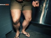 Preview 3 of Rough and hunky daddy cleans up load off the public bathroom floor