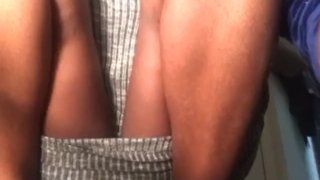 Cum Lick My Pretty Cute Shaved Pussy Displaying My Darkskin Ebony Crotch
