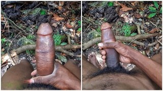 Solo Male Amateur with Thick Black Hard Cock Masturbates