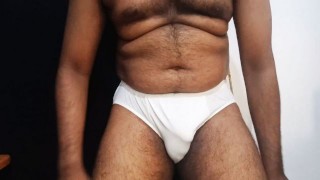 Bear daddy white brief and hot cumshot