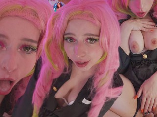 Demon Slayer Mitsuri Kanroji Enjoy Cock in her Holes and get Huge Facial