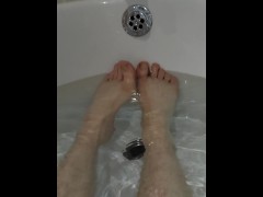 Bathroom feet cumming on my oily feet