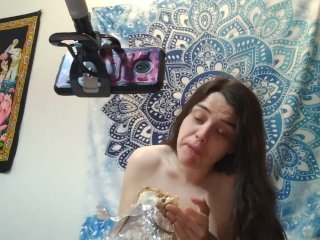 Naked Pinkmoonlust Eats a Mexican Food Burrito Her Favorite Food FetishFeeder Feederism_Chubby