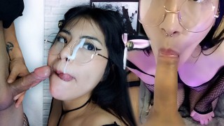 Stepsister INVITES ME TO FUCK AND WAITS FOR ME READY I FINISH IN HER ASMR GLASSES