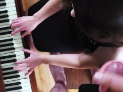 Freeuse 03: He brings hot tea and warm cum while I am playing piano