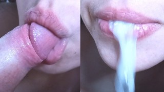 CUM Inside My Mouth Once More Close-Up Blowjob