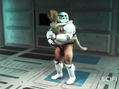 A sexy young hottie gets fucked by stormtrooper in the spaceships