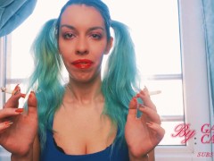 Smoking fetish 2 cigarette some time SFW with a shy tinny girls .CLOSE UP 4k