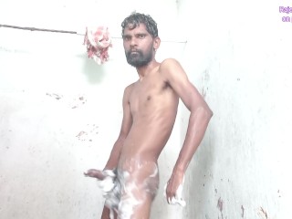 Rajeshplayboy993 Showering and Cumming in the Bathroom