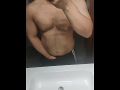 Bodybuilder has a hard on while flexing