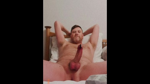 Random naked jackoff session with two cum shots from my huge thick pierced daddy dick.