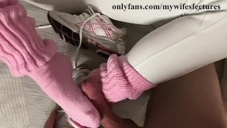 Fit Wife Performing Sock And Shoejobs