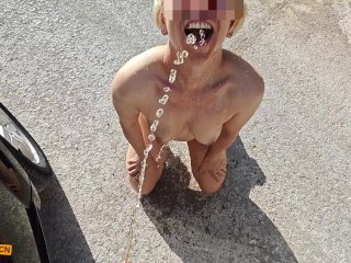 blonde, extreme pissing, piss in mouth, pissing