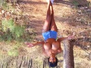 Preview 5 of Ebony strips down in woods part 1