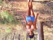 Preview 6 of Ebony strips down in woods part 1