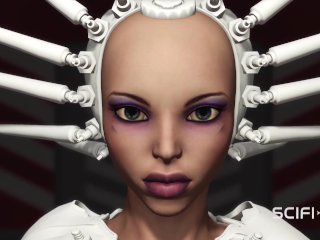 Sci-fi anal sex! Super hot college girl sluts & gets ass fucked by 3d busty dickgirl