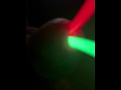 Glowsticks in 9” cock urethra sounding insertions