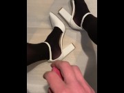 Preview 3 of lot of cum for a french Sissy in stocking and high heels