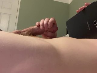 Solo boy watching porn, edging and cumshot