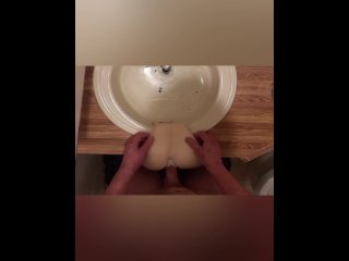 vertical video, sex doll, solo male, hard cock