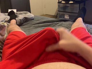 HUGE CUM SHOT IN GYM SHORTS