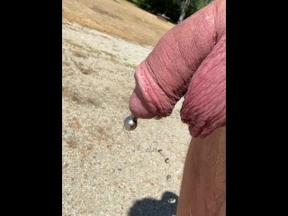 Pierced Pissing Outdoors