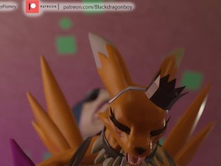 Big Dragon Flamedramon BBC and renamon muscle gay Burning