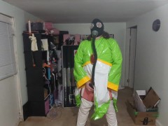 PVC Suit Gasmask Breathplay and Cosplay
