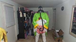 PVC Suit Gasmask Breathplay e Cosplay