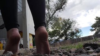 Bare feet on rocks