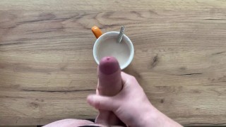 Stepmom wants a creamy coffee so I jerked in it for her