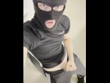 Gay chav balaclava twink cums all over himself