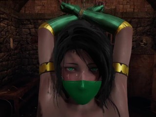 MK: Black Cock does what it wants with Futa Jade in Bondage Dungeon to Orgasm
