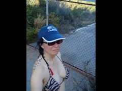 Danger!! Milf sneaking around Government Private Property bouncing tits!! part 5