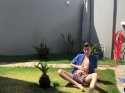 Preview 1 of Adorable twink Henry Evans cums while masturbating outdoors