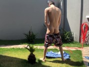 Preview 4 of Adorable twink Henry Evans cums while masturbating outdoors