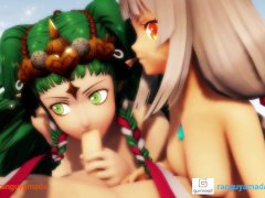 MMD R18 Nia x Sothis Double Blowjob