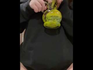 Teen Fucking herself with Dildo and Smoking 420!!! Happy Holidaze Baby